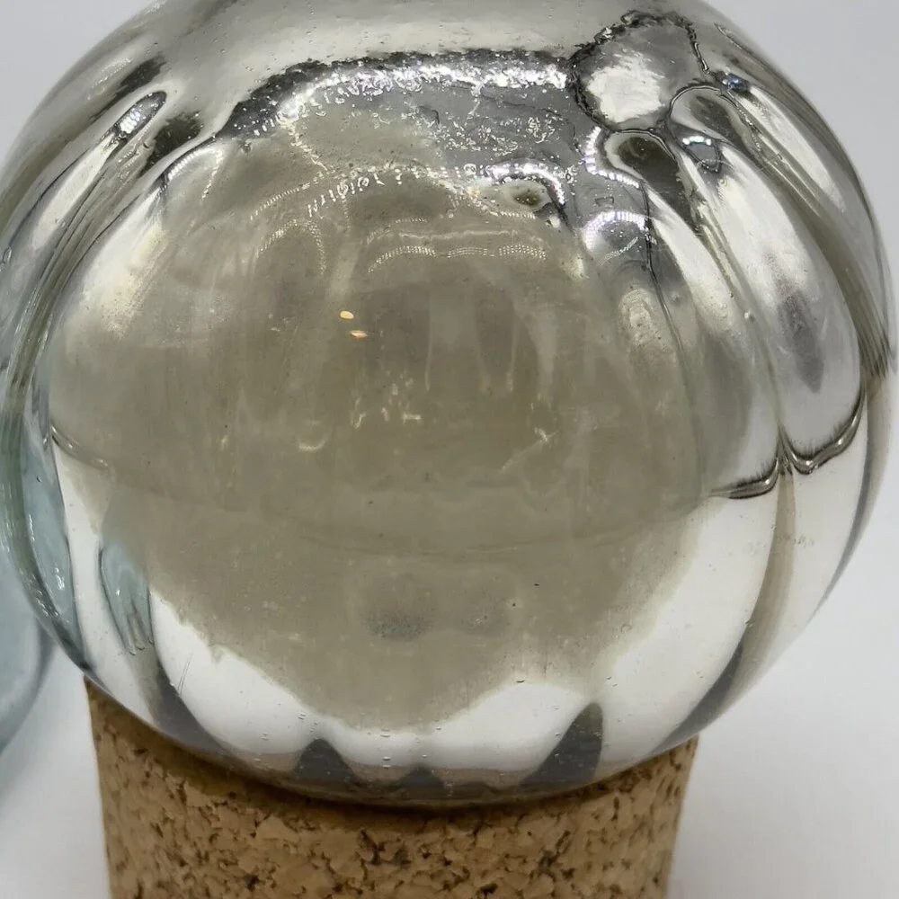 Vtg Mexican Hand Blown Glass Decanter Mercury  Sphere Stopper RARE Cone Shape‎